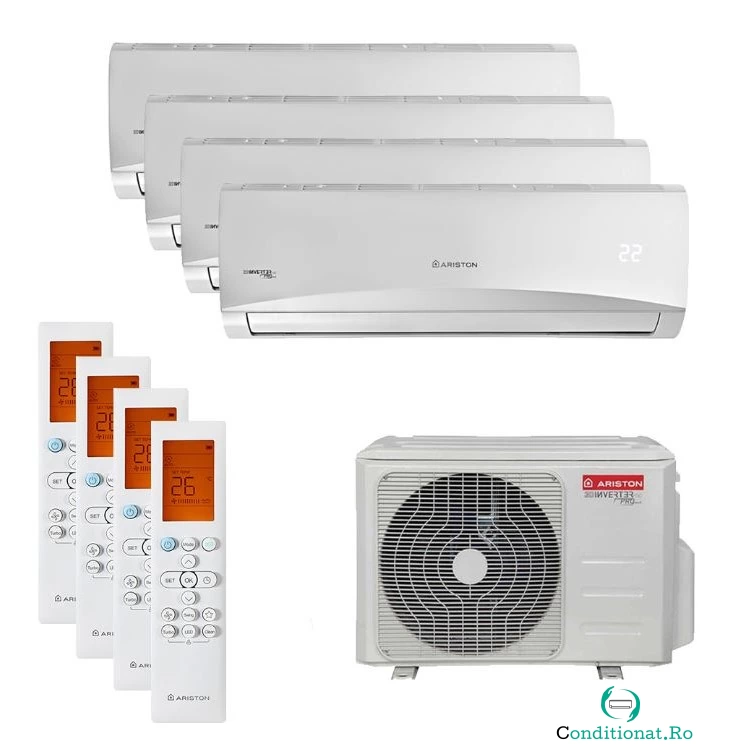 Aparat Aer conditionat multisplit Ariston Prios 110 XD0 4 x 9000 BTU, functie Turbo, clasa A++